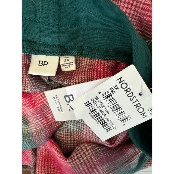 New ~ BP. NORDSTROM ~ Green Botanical Grady Plaid Flannel Pajama Pants Size 3X - Picture 3 of 3